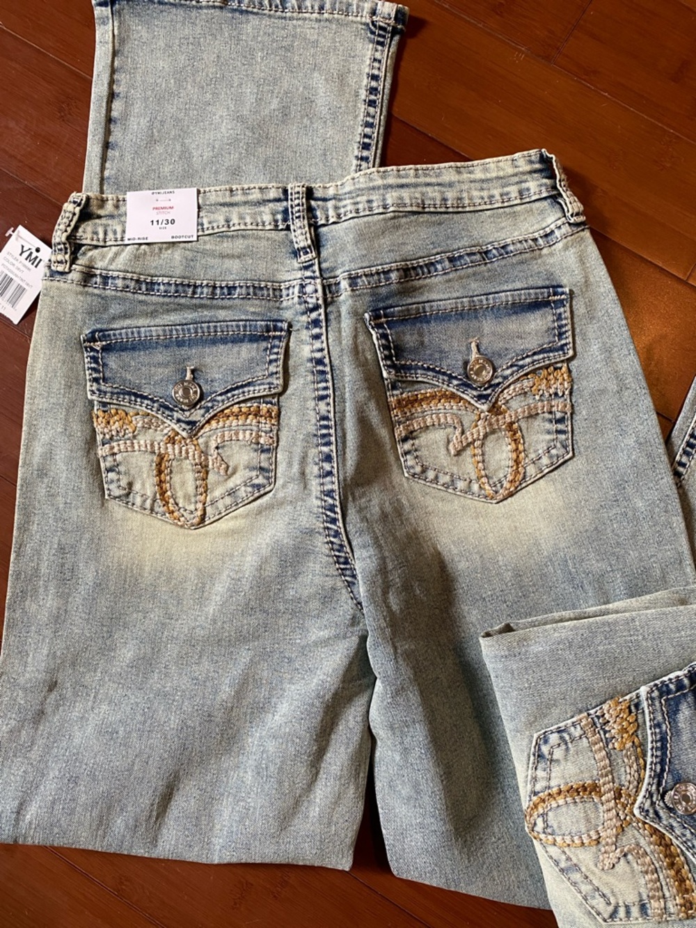 YMI Light Blue Boot Cut Jeans with Embellished Back Pockets